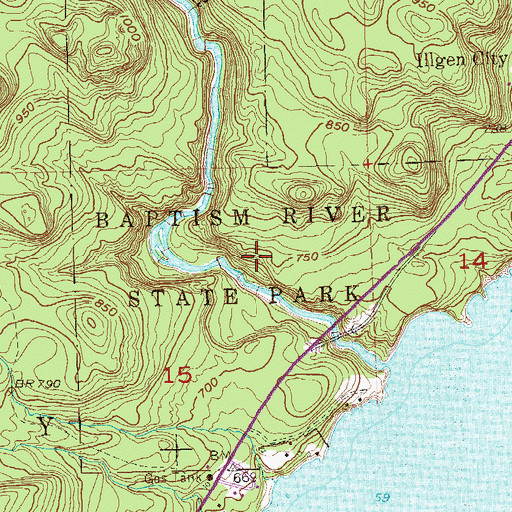 Topographic Map of Baptism River State Park, MN