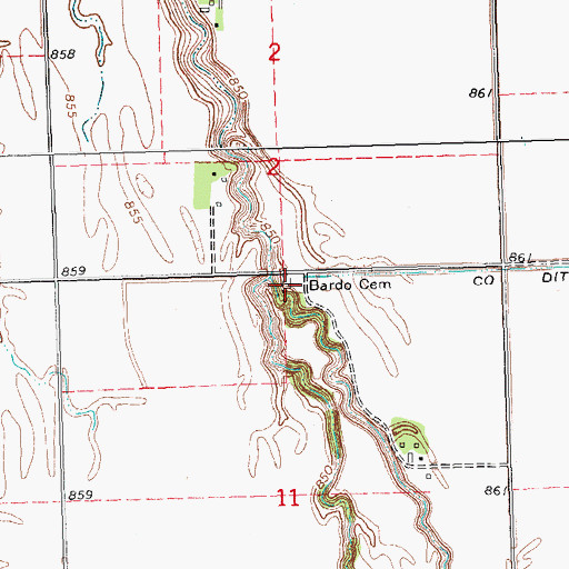 Topographic Map of Bardo Cemetery, MN