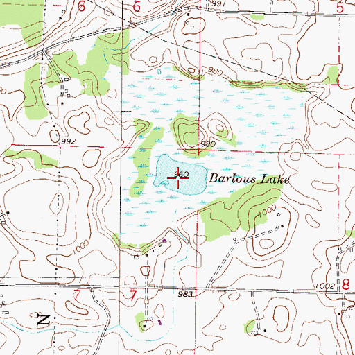 Topographic Map of Barlous Lake, MN