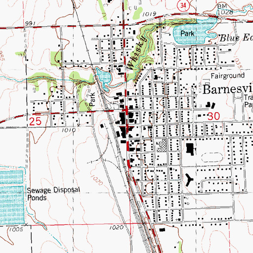Topographic Map of Barnesville, MN