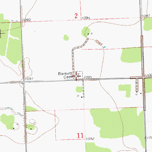 Topographic Map of Barnett Cemetery, MN
