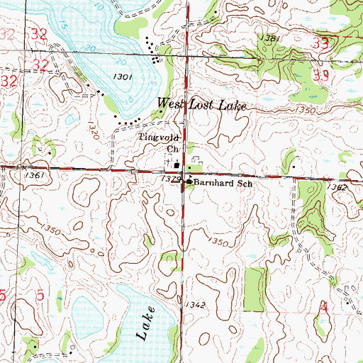 Topographic Map of Barnhard School, MN