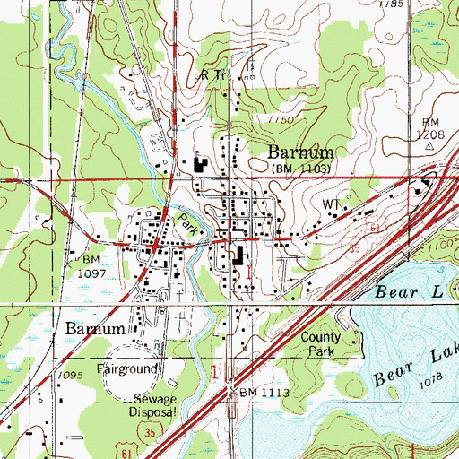 Topographic Map of Barnum, MN