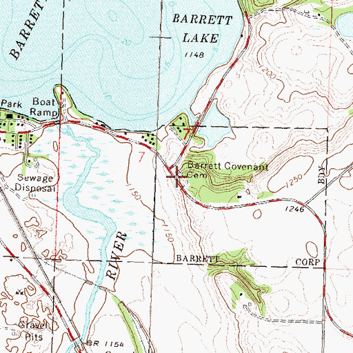 Topographic Map of Barrett Covenant Cemetery, MN