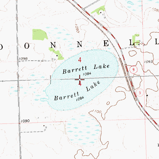 Topographic Map of Barrett Lake, MN