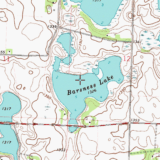 Topographic Map of Barsness Lake, MN