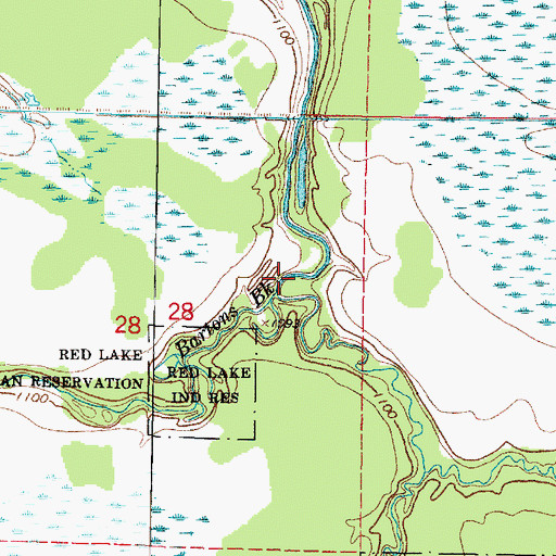 Topographic Map of Bartons Brook, MN