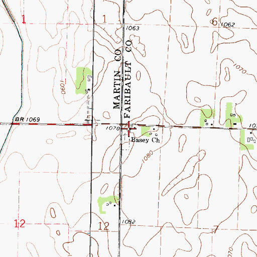 Topographic Map of Basey Church, MN
