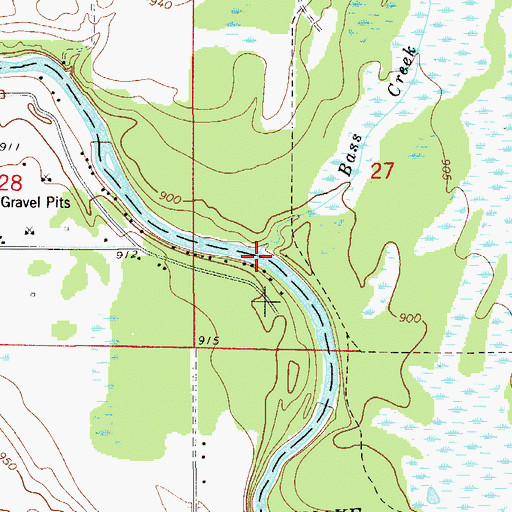 Topographic Map of Bass Creek, MN