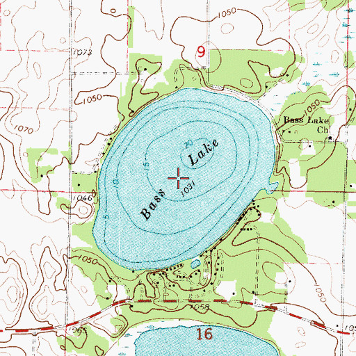 Topographic Map of Bass Lake, MN