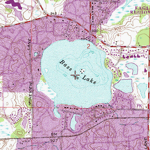Topographic Map of Bass Lake, MN