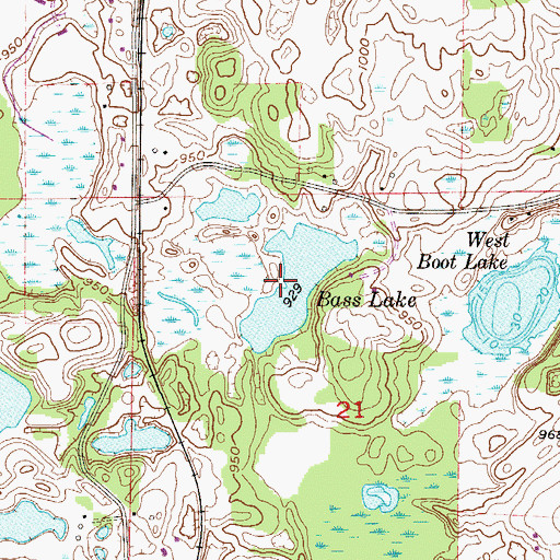 Topographic Map of Bass Lake, MN