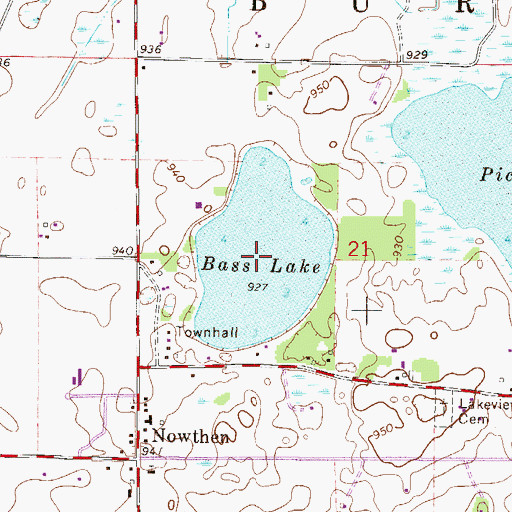 Topographic Map of Bass Lake, MN