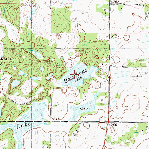 Topographic Map of Bass Lake, MN