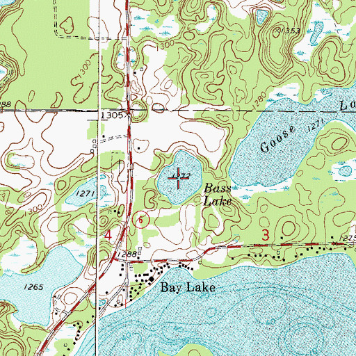 Topographic Map of Bass Lake, MN