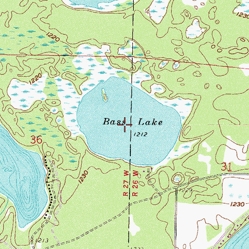 Topographic Map of Bass Lake, MN