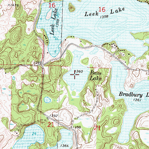 Topographic Map of Bass Lake, MN