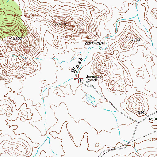 Topographic Map of Jernigan Ranch, AZ