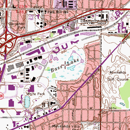 Topographic Map of Bass Lake, MN