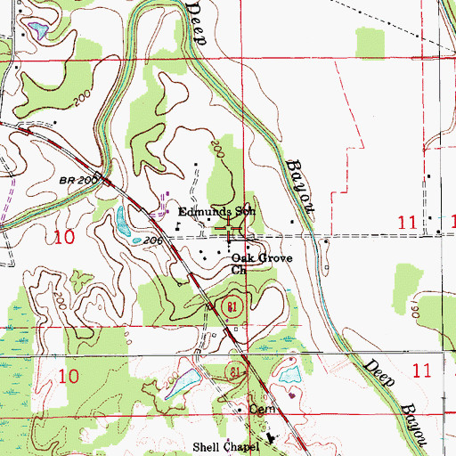 Topographic Map of Oak Grove School (historical), AR