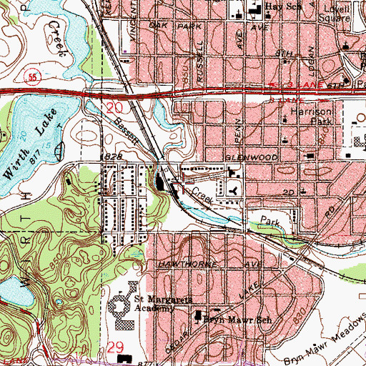 Topographic Map of Bassett Creek Park, MN