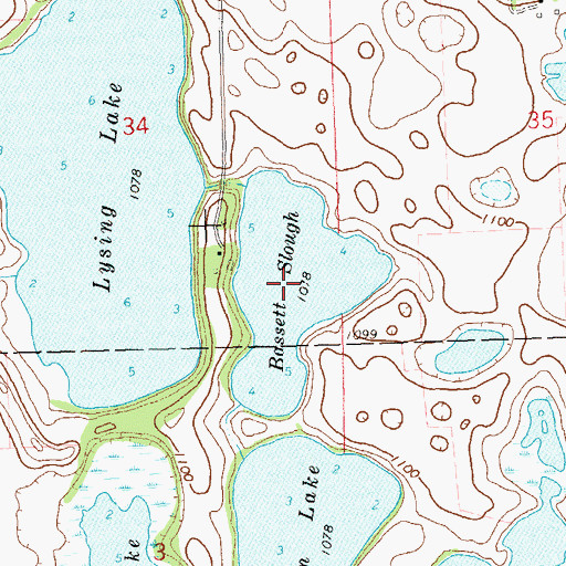Topographic Map of Bassett Slough, MN
