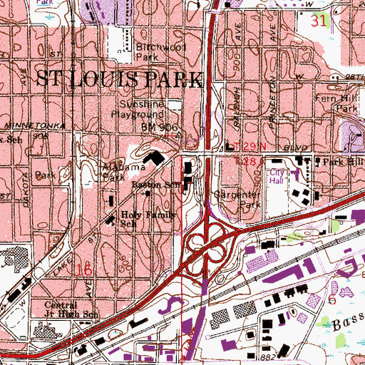 Topographic Map of Baston School, MN