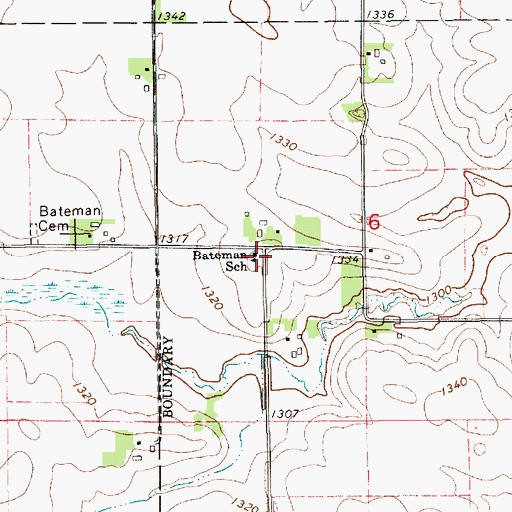 Topographic Map of Bateman School, MN
