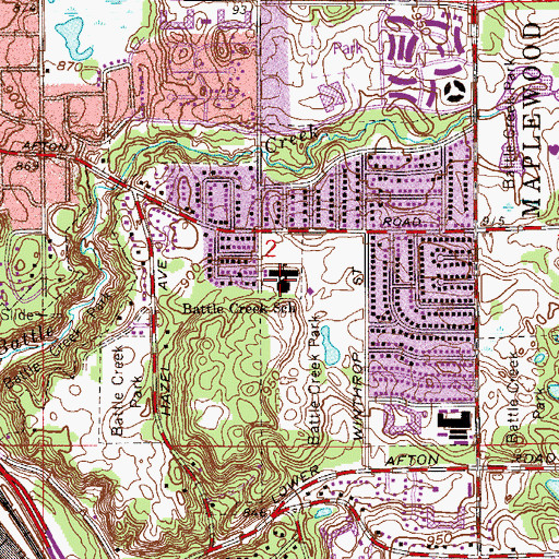 Topographic Map of Battle Creek School, MN