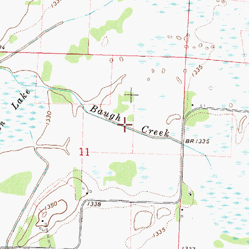 Topographic Map of Baugh Creek, MN