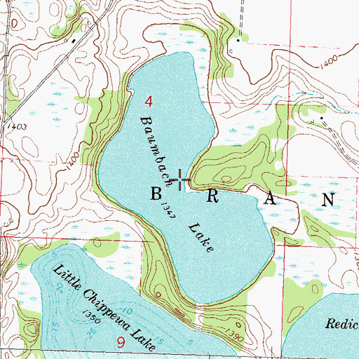 Topographic Map of Baumbach Lake, MN
