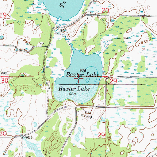 Topographic Map of Baxter Lake, MN