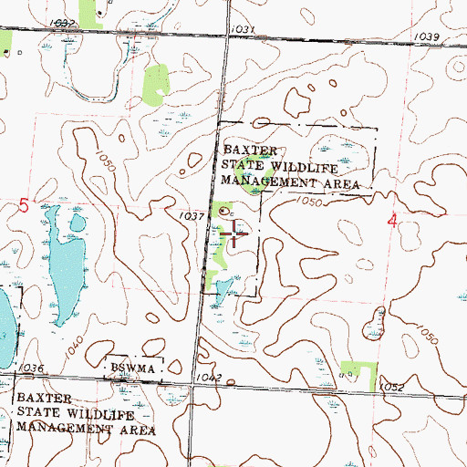 Topographic Map of Baxter State Wildlife Management Area, MN