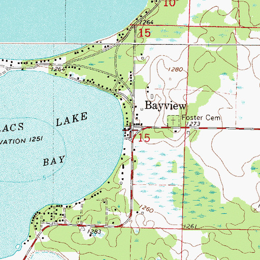 Topographic Map of Bayview, MN