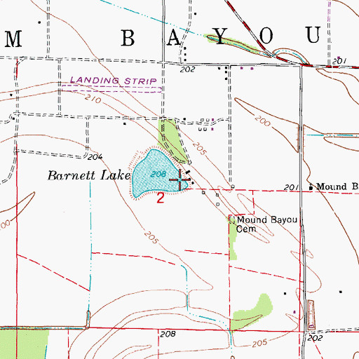 Topographic Map of Philips Cemetery (historical), AR