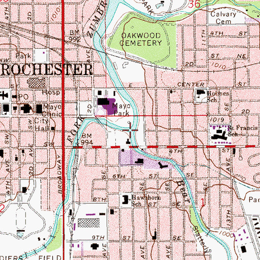 Topographic Map of Bear Creek, MN