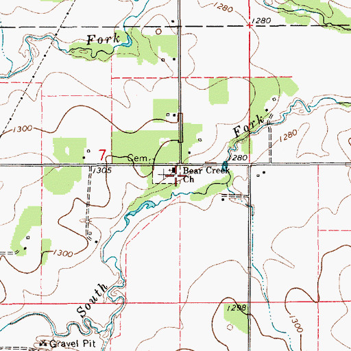 Topographic Map of Bear Creek Church, MN