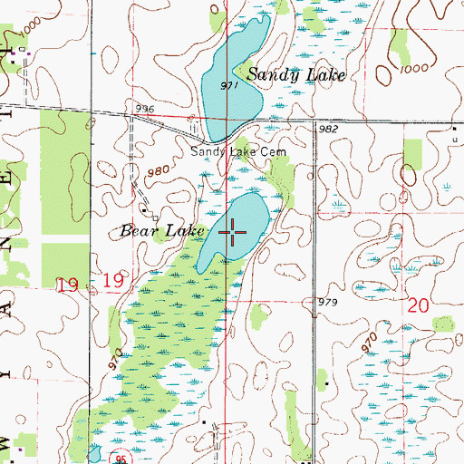 Topographic Map of Bear Lake, MN