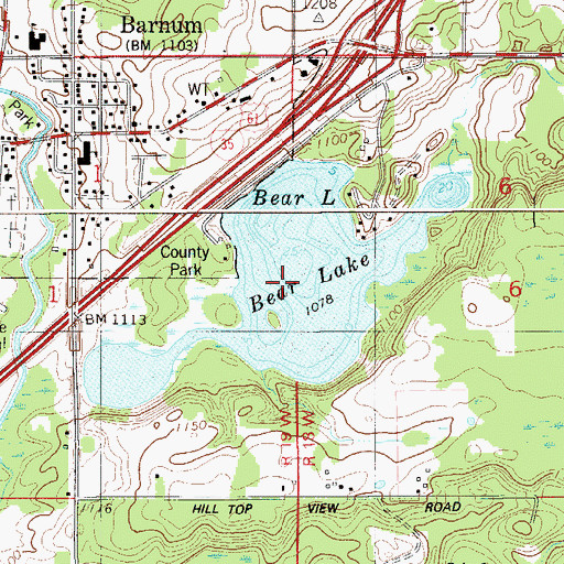 Topographic Map of Bear Lake, MN