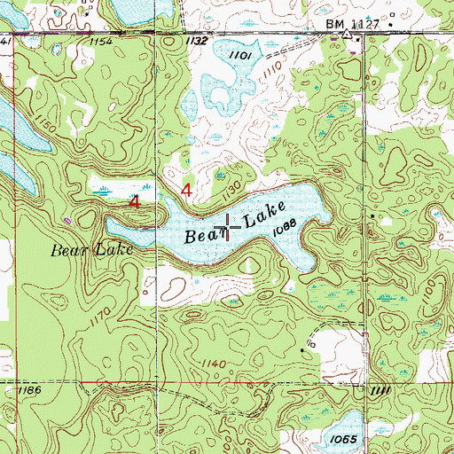 Topographic Map of Bear Lake, MN