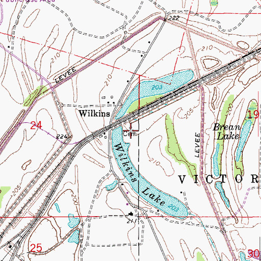Topographic Map of Prayer Lake Cemetery, AR