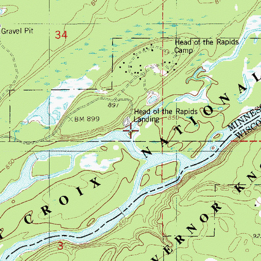 Topographic Map of Bear Paw Creek, MN