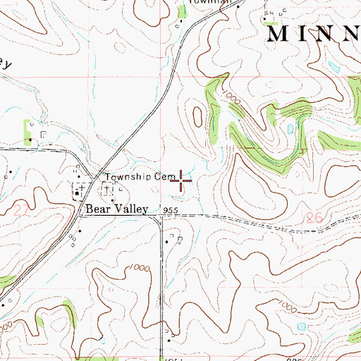 Topographic Map of Bear Valley, MN