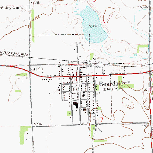 Topographic Map of Beardsley, MN