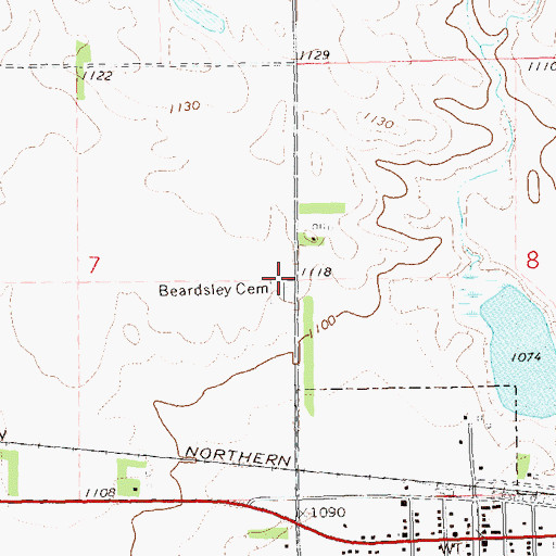 Topographic Map of Beardsley Cemetery, MN
