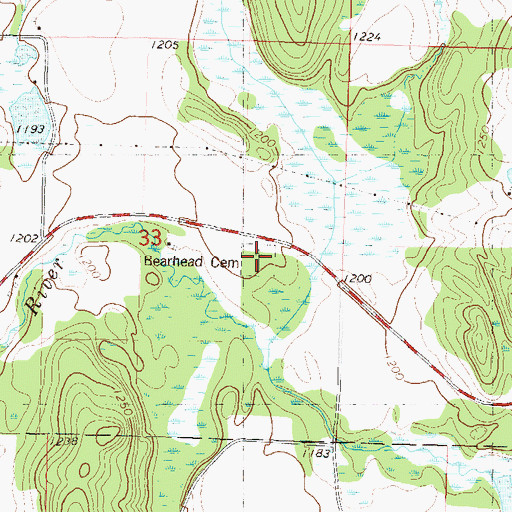 Topographic Map of Bearhead Cemetery, MN
