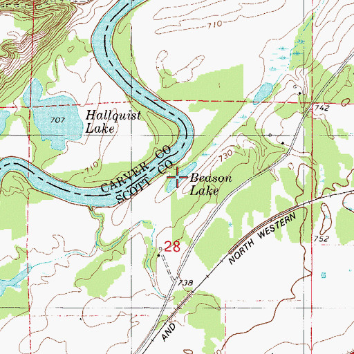 Topographic Map of Beason Lake, MN
