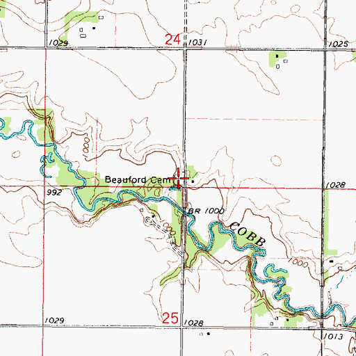 Topographic Map of Beauford Cemetery, MN