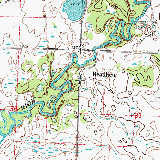 Topographic Map of Beaulieu, MN