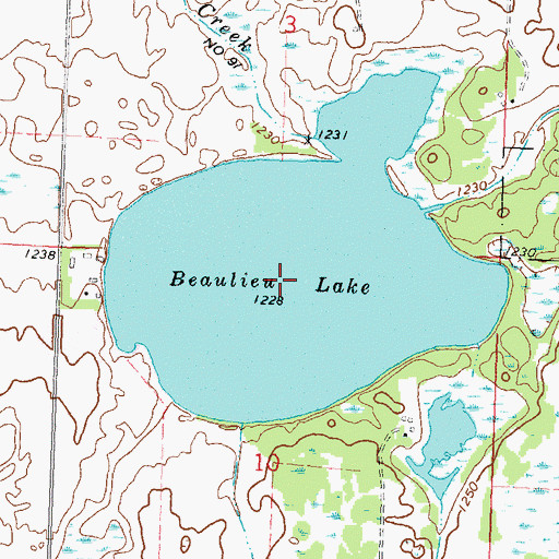 Topographic Map of Beaulieu Lake, MN
